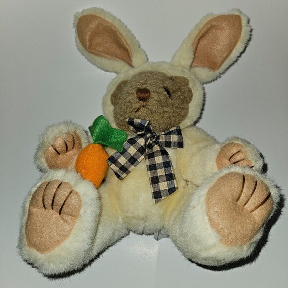 ABC Distributing Bear Dressed as Bunny Rabbit Plush 12" Stuffed Carrot Easter - Picture 7 of 9